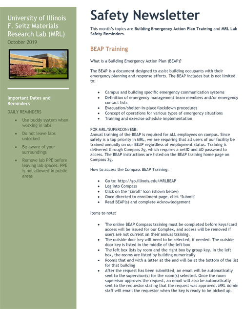 October Safety newsletter