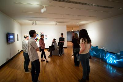 Student artists and physicists discuss their work. 