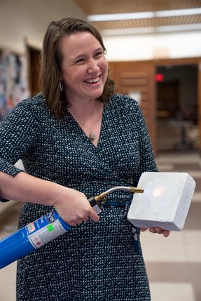 Krogstad performing an outreach demo experiment