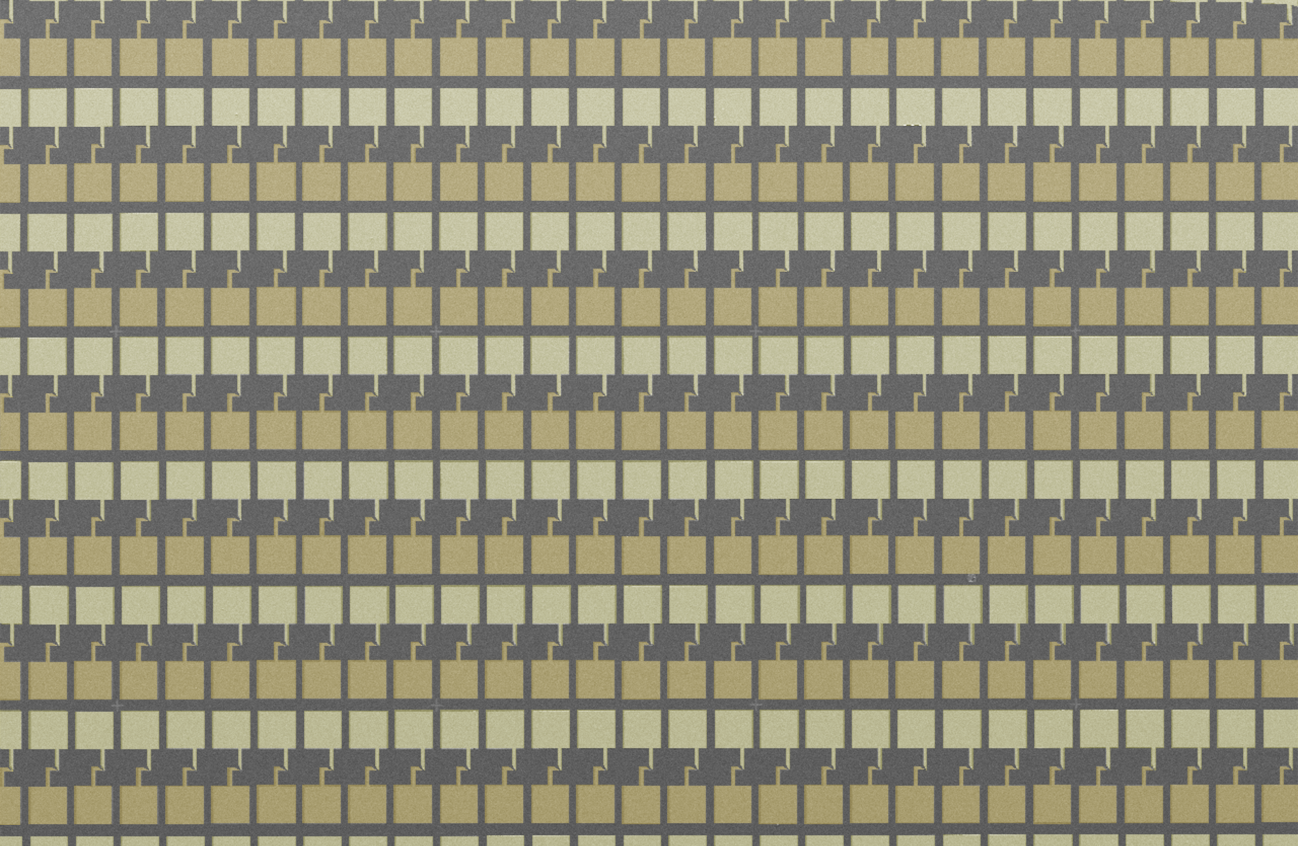 An array of memristor devices fabricated with coal derived two-dimensional carbon filaments.