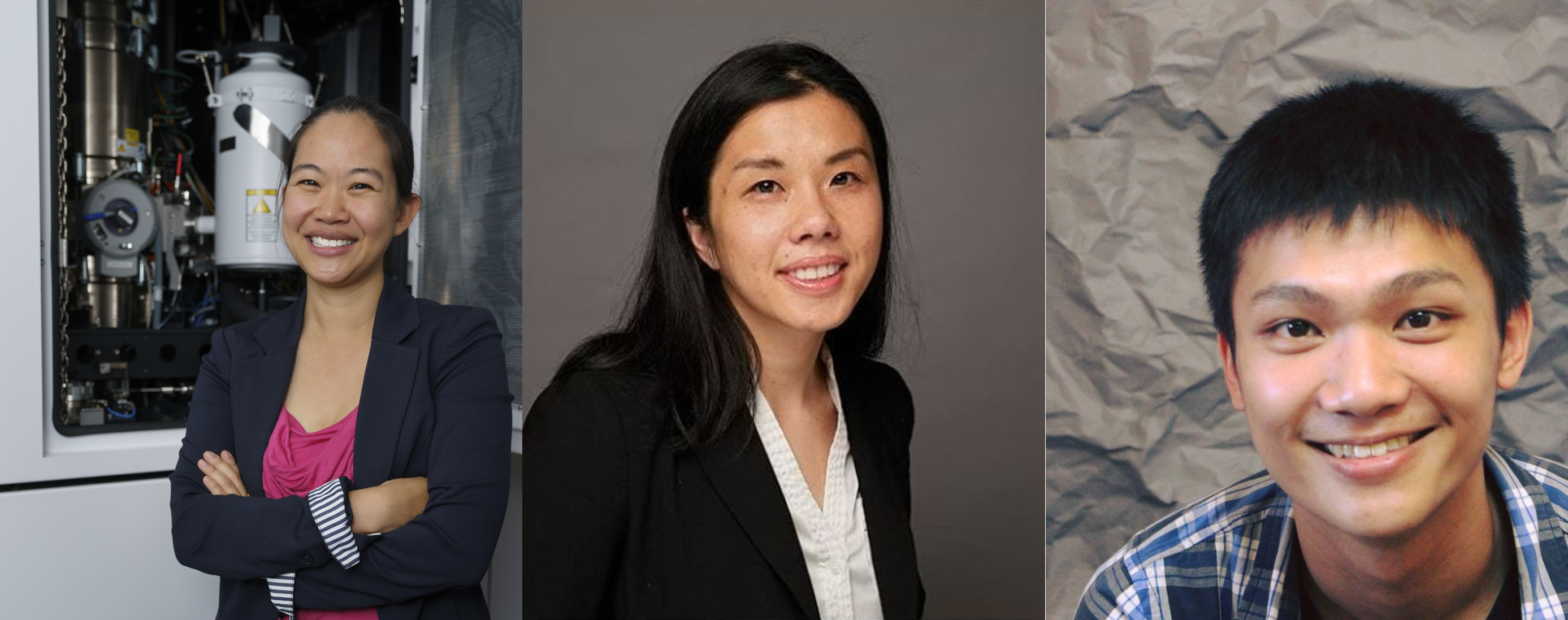 Side-by-side photos with three researchers